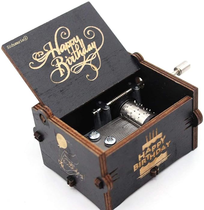 Sichumaria Happy Birthday Music Box Happy Birthday Merchandise Wooden Box Girl/Boy Birthday Gift Music Box. (Happy Birthday),1.97 x 1.5 In